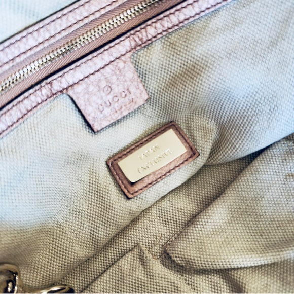 Gucci Rose Gold Metallic Pebbled Leather Soho Shoulder Bag - Picture 4 of 16